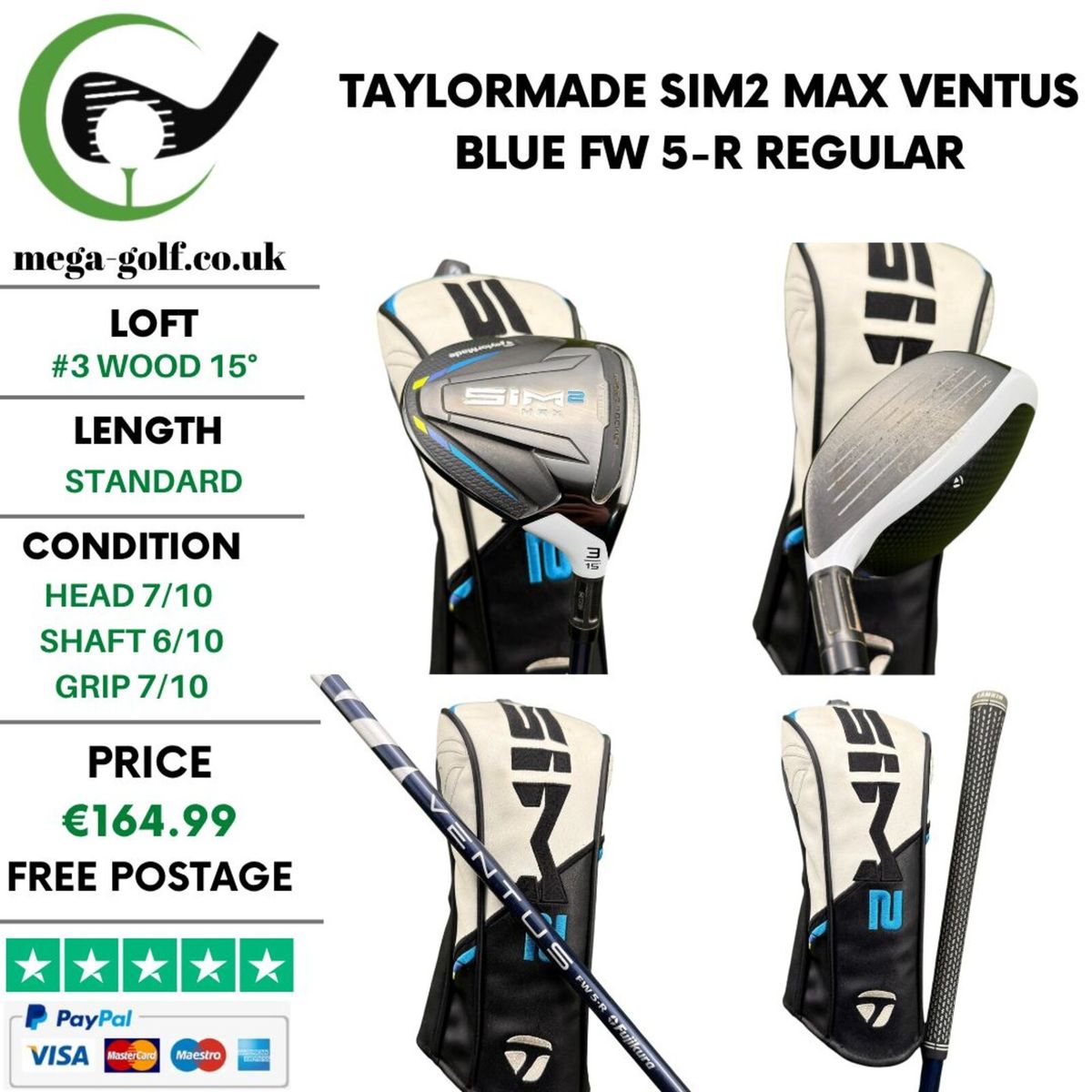 Taylormade Sim2 Max #3 Wood 15° / Regular for sale in Tyrone for 