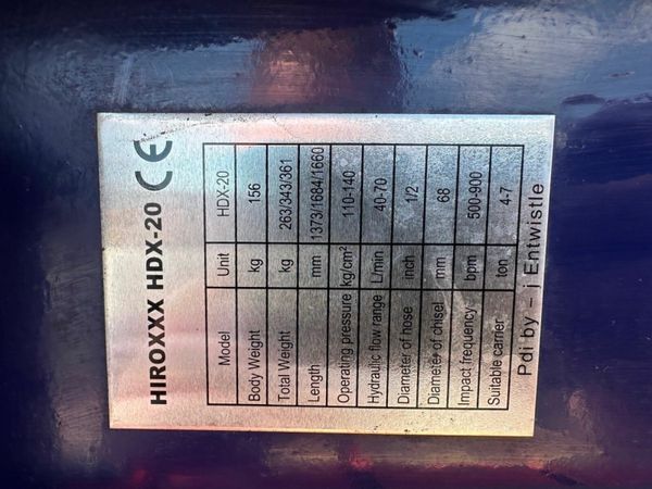 2025 HIROX HDX20 HAMMER BREAKER 45MM..1685k 377207543