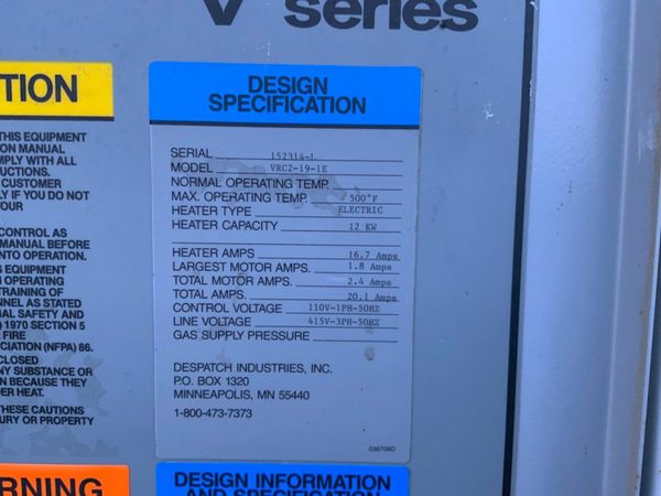 12kw DESPATCH VRC2-19-1E   OVEN / KILN.........353 377208267