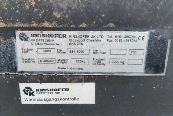 ** KINSHOFER KM331 HYDRAULIC BLOCK GRAB ** 377214077