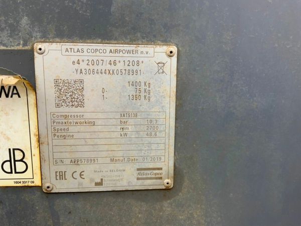 2019 ATLAS COPCO XATS 138 ROAD COMPRESSOR....156. 377214498
