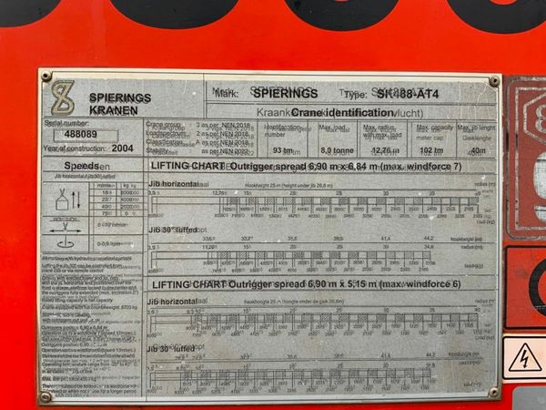 2004 SPIERINGS SK488-AT4 MOBILE TOWER CRANE. 377216186