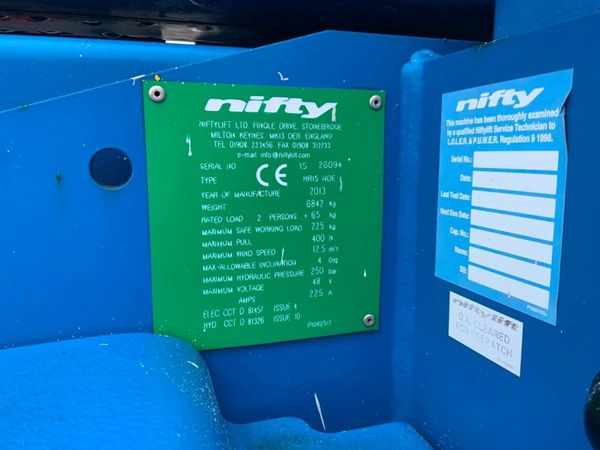 13 NIFTY HR15  CHERRY PICKER BOOM LIFT....539. 377219628