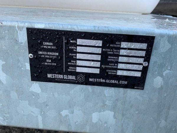 UNUSED 2700lts WESTERN WATER BOWSER....1312t 377223628