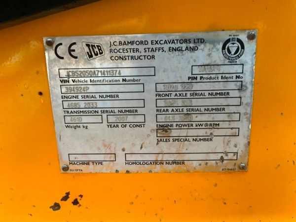 2007 JCB 520 - 20 TELESCOPIC LOADER FORKLIFT 377224131