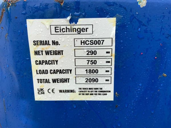 750lts EICHINGER CONCRETE FILLING SKIP....1625. 377225066