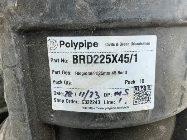 225mm (9") TWIN WALL DRAINAGE BENDS. 377225715