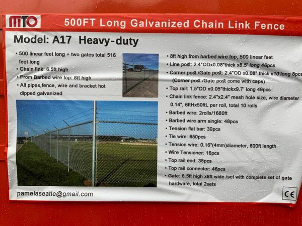 500ft GALVANISED CHAINLINK FENCING & POSTS. 377228531