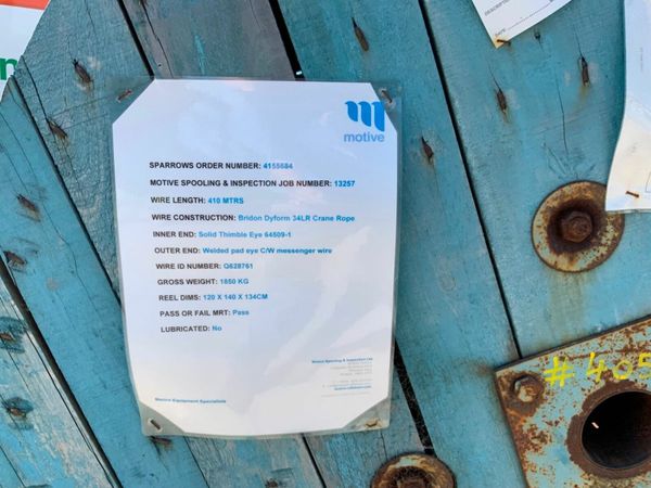 28mm WIRE ROPE.......410mts LONG.......4052 377232950