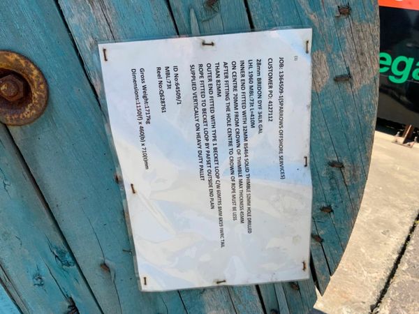 28mm WIRE ROPE.......410mts LONG.......4052 377232953