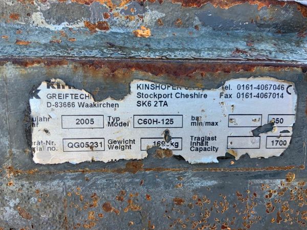 KINSHOFER C60H-125 CLAMSHELL BUCKET......631P 377235737