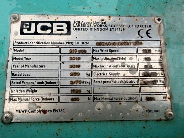 2019 JCB S1930E ....SKYJACK ACCESS LIFT...142 hrs 380590444