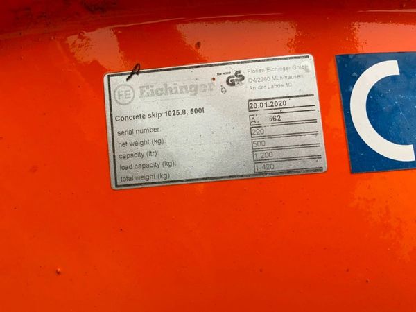 EICHINGER 500lts  CONCRETE POURING SKIP..23w. 380912181