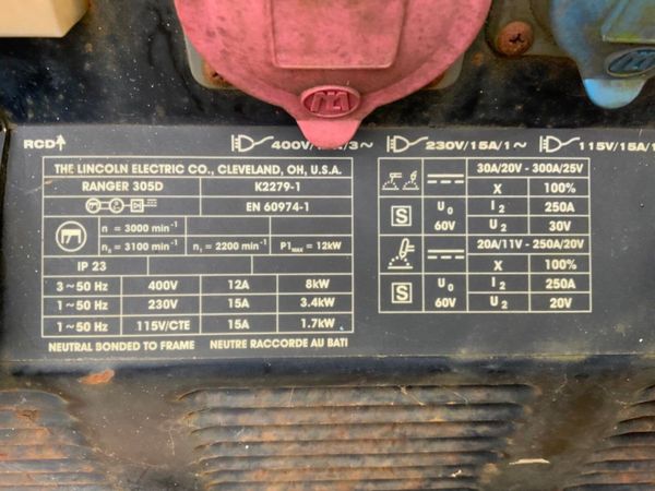 LINCOLN RANGER 305d GENSET WELDER........ 381544060