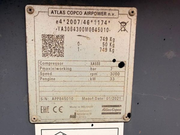 2021 ATLAS..175 CFM ... ROAD AIR COMPRESSOR ... 12 381701077