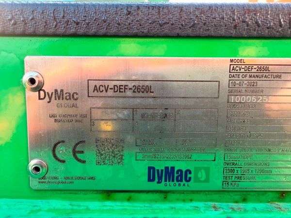new 2023 DYMAC 2650 litres fuel bowser adblue...18 381833209