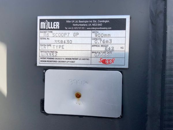 UNUSED 36" MILLER BUCKET.......80mm PINS......7454 383246187