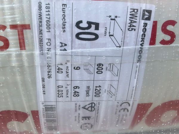 UNUSED 50mm ROCKWOOL INSULATION. 385041906