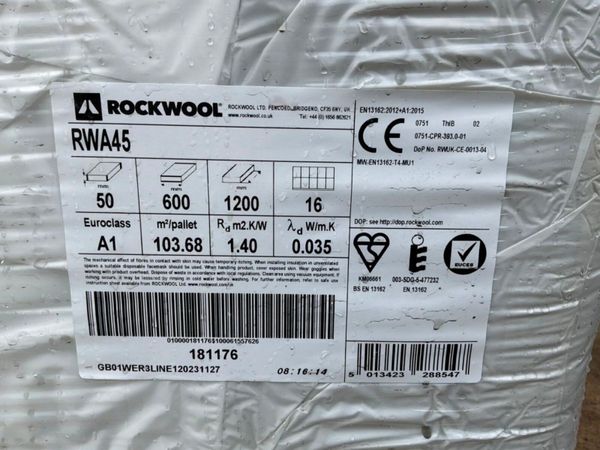 UNUSED 50mm ROCKWOOL INSULATION. 385041912