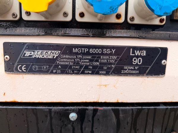 2019 GENERATOR 6 KVA ...1,574 HRS .....885T 385065426
