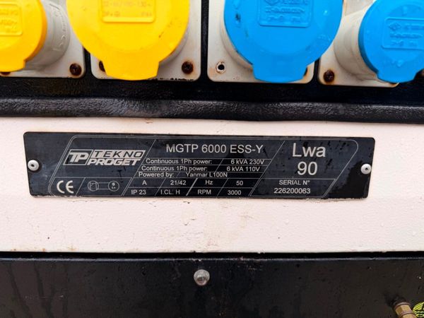 2020 GENERATOR 6 KVA ....1,024 HOURS ....886T 385035270