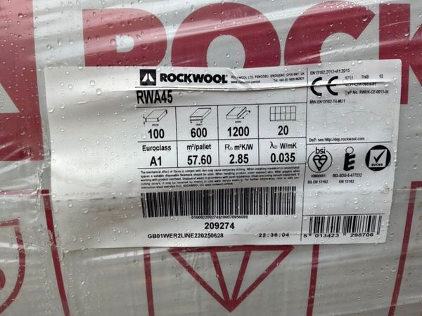 UNUSED 100mm ROCKWOOL INSULATION.....1913. 385035224