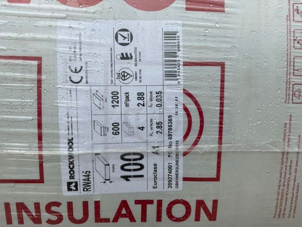 UNUSED 100mm ROCKWOOL INSULATION.....1913. 385035232