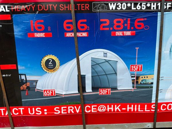 UNUSED 65ft x 30ft DOME STORAGE SHELTER...544d. 385305388