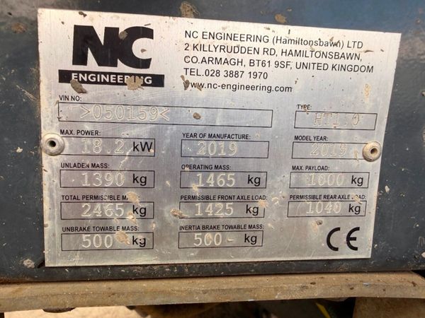 2019 ...NC ... 1 TON DUMPER ... 657 HOURS 385476817