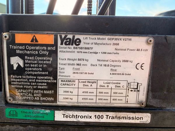 2008 YALE 3.5 TON DIESEL FORKLIFT 385938136