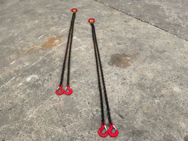 NEW 2.0mts x 8mm lifting chains brothers.. 2 leg.. 386249464