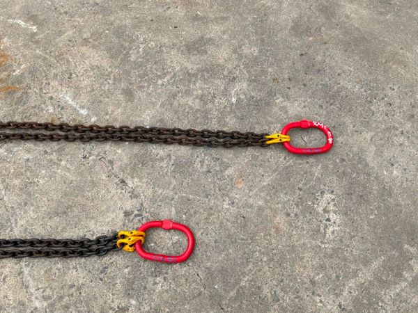 NEW 2.0mts x 8mm lifting chains brothers.. 2 leg.. 386249467