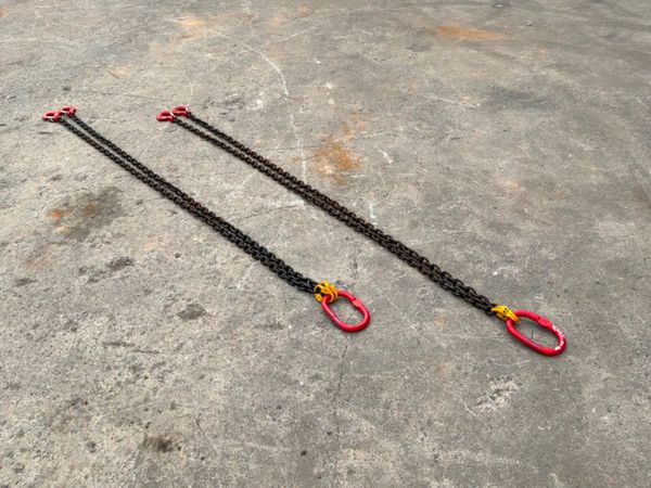 NEW 2.0mts x 8mm lifting chains brothers.. 2 leg.. 386249468