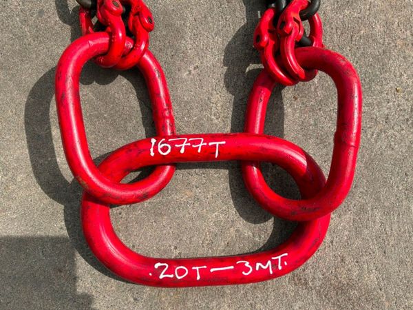 NEW 20 TON X 3 MTS LIFTING CHAINS...4 LEG..1677t 386276749