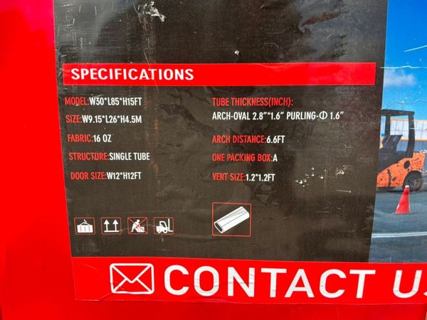 85ft x 30ft x 15ft HEAVY DUTY DOMED SHELTER....437 387350851