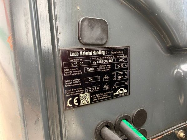 2012 LINDE 1.5 TON ELECTRIC FORKLIFT...2,700 hrs 387871174
