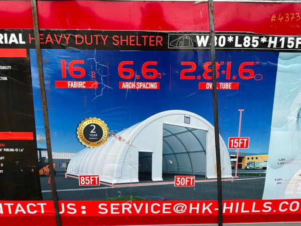 85 x 30 x 15 ft HEAVY DUTY DOMED SHELTER....4373 388057934
