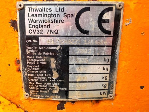 2002  THWAITES ...4 TON ...SITE DUMPER ...67T 389696868
