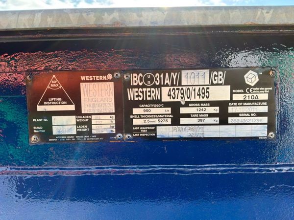 Western 950 litres single axle fuel delivery bowse 390053537