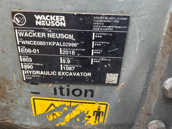 2018 Wacker Nueson 803 micro / mini digger.....211 390205862