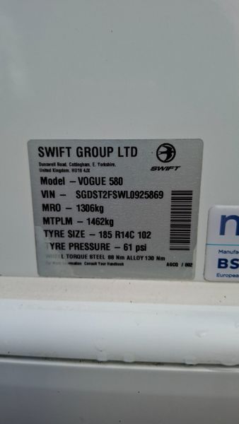 Swift Vogue 580 Island Bed Caravan 390461243