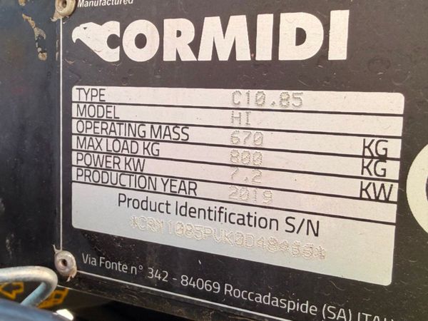 2019 cormidi c10.85 stand on hi tip tracked dumper 390644657