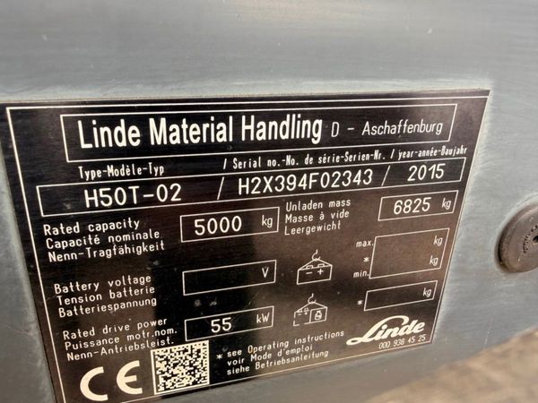 2015 LINDE 5 TON forklift .....full cab , fork pos 391688423