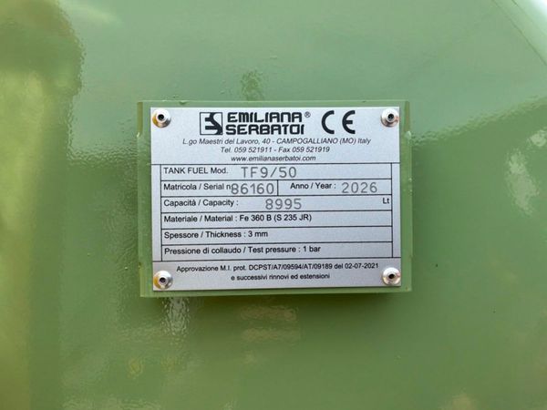 New / unused 9000 litres fuel storage bowser tank. 391933057