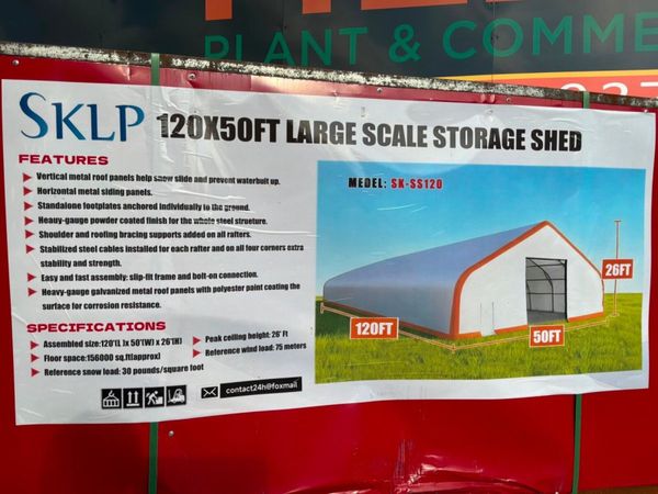 120FT x 50FT x 26FT STORAGE SHED  6,000 SQ Ft 392008907
