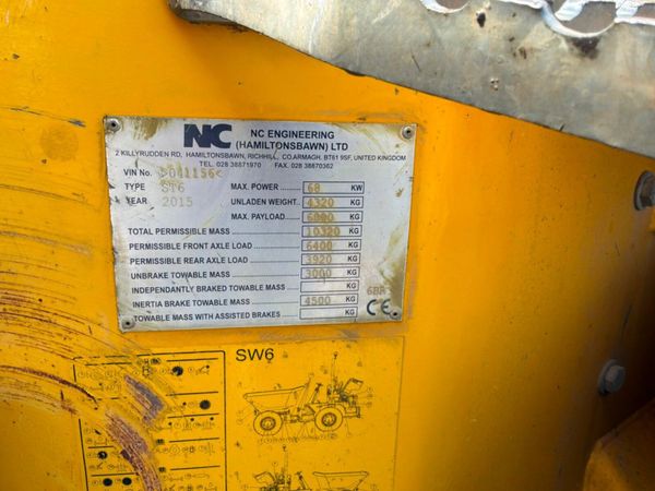 2015 N.C. st6  6 ton dumper...2012 hours.....21t. 392106719