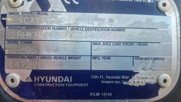 Hyundi HX140LC 392644349