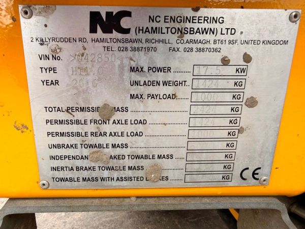 2016 NC 1 TON HI TIP SITE DUMPER ...1,268 hrs 396280713