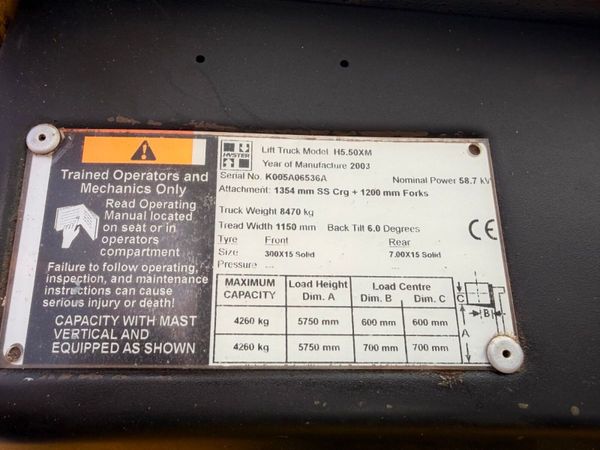 2003 Hyster  5.5 Ton Diesel Forklift  2,954 Hours 397915959
