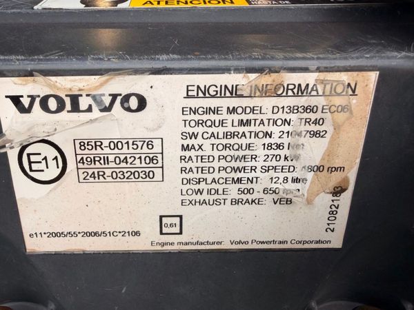 2008 Volvo FM D13B360 Engine + Manual Gearbox + PT 398789018